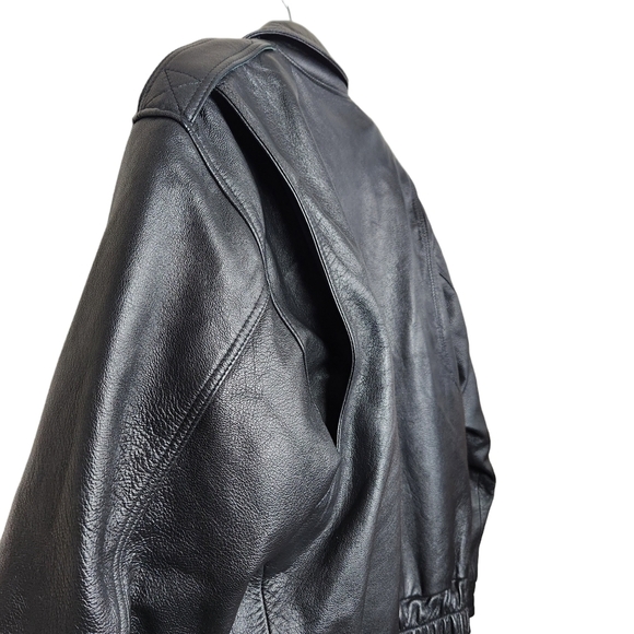 Gibson & Barnes Black Leather Airline Skyliner Bomber Jacket Men's Size 40 Tall - Picture 9 of 13